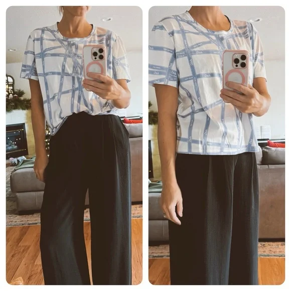 SOLD❤️HERMÈS authentic logo ribbon print boxy tee shirt top - Picture 8 of 8